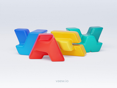 Wave mix 3d letters 3d shapes 4 color beveled blender block letters blocky blog illustration colorful extruded letters low poly plastic playful shiny wave