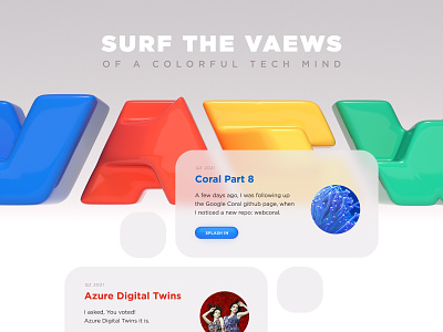 vaew.io blog 3d letters 4 colors blender blog design blog theme colorful extruded shiny