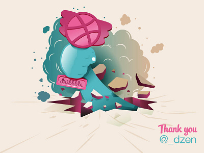 Dribbble Debut debut dribbble first shot illustration invitation invite thank thanks