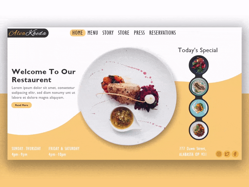 AlvaKheda Restaurant UI Design graphics graphics design ui ui ux ui design uidesign web design website website design