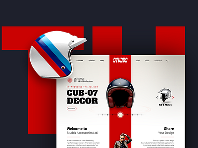 Studds Helmets: Website Concept design interface landing layout page ui ux visual web