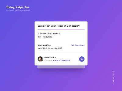 Calendar App: Event Card card design event interface layout meeting mobile app typography ui ux visual