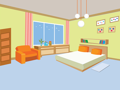 Interior Design bed design illustration interior interior design room room design vector