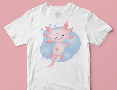 My first T-shirt design. Pretty Axolotl 💓 axolotl branding design flat illustration t shirt vector