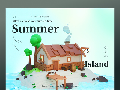 3D House Illustration 3d blender branding c4d design house illustration island web