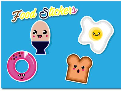 Cute Food Stickers adobe illustrator illustration illustrator vector