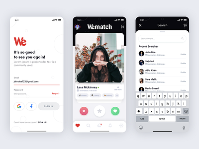 Wematch Mobile & Web design agency app app design branding dating design ilogics ilogics match ui ux web website website design wematch