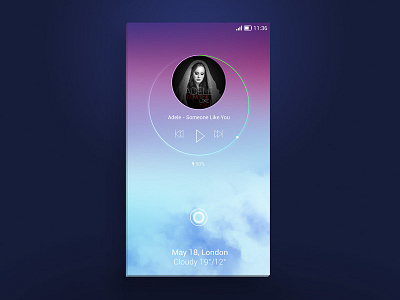 Music Player on Lock Screen android flat minimalist music music player lock screen phone player