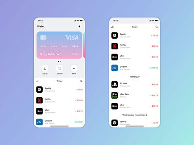 Wallet App app design concept finance interface minimal mobile wallet