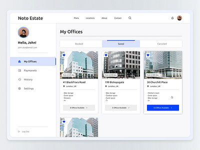 Office Booking Platform (2/2) booking concept profile real estate user page web web design website website design