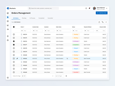 Marketplace Orders Management concept data interface minimal order orders management product design saas table ui ux web