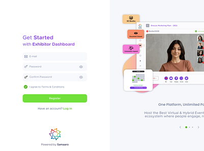 Sign Up Screen - Exhibitor Dashboard login signup ui ux