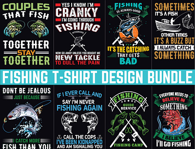 Fishing T-Shirt Design Bundle. design fish fisherman fishing fishingdesign tshirt tshirt design typography