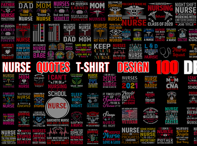 Nurse Quotes T-Shirt Design Bundle design nurse nurse t shirt design tshirt tshirt design typography