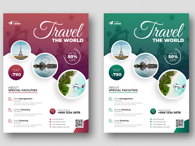Business flyer design and brochure cover template for travel branding graphic design motion graphics party flyer