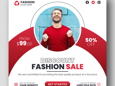 Fashion sale social media post and web banner template