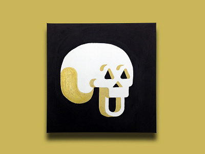 Skull black canvas gold painting skull