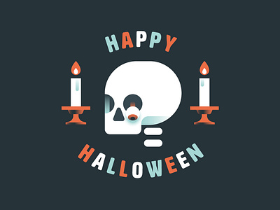 Happy Halloween bones candle goranfactory halloween illustration logo marco romano scary skeleton skull spooky