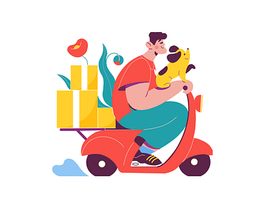 Illutration 3d buy character checkout delivery dog ecommerce graphic design human illustration motion graphics order ride sell shopping ui walkthrough
