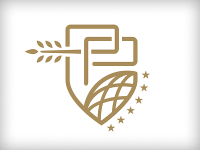 WIP Global Rebrand badge connection globe interlinking olive branch p shield stars