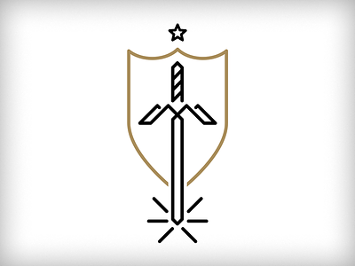 MOI Unused 1 gold line logo shield star sword