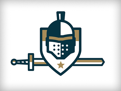 MOI Unused 2 gold helmet knight line logo shield star sword