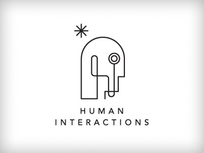 Human Interactions - Concept cognition continous head line monocle think