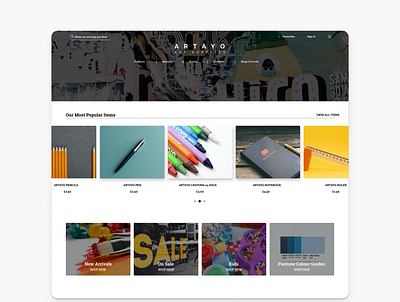 Artayo Art Supplies desktop design ecommerce ecommerce design ui ui design user interface ux design