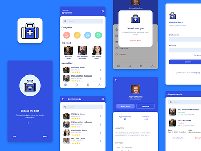 Ionic Doctor angular app appointment booking design doctor health healthcare ionic framework logo medical sass template ui design