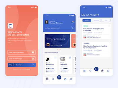 Hire contractors App UI Kit app app design design template ui ui design uidesign uiux