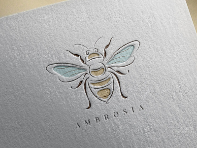 Ambrosia. Logo template bee calligraphy logo design honey honeybee line logo logo template