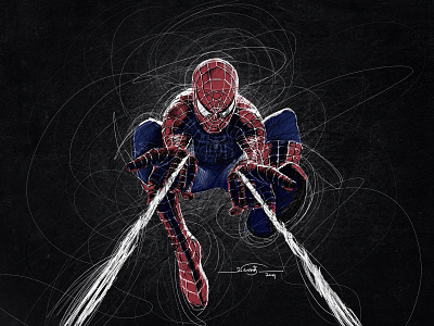 SPIDER MAN a6 artistsix digitalart paarvaigalpaintings scribbling spiderman superhero vinothkumar