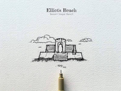 Elliots Beach artistsix beach besantnagarbeach dotwork elliots ilovemadras paarvaigal chennai penwork pointalism pointillism
