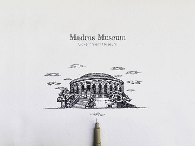 Madras Museum artistsix chennai dotwork ilovemadras india madrasmuseum museum paarvaigal penwork pointalism pointillism
