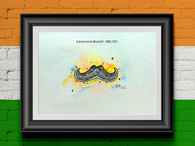 Subramania Bharathi artistsix chennai doodle fredomfighters indian madrasters mustache paarvaigalpaintings penwork subramaniabharathi