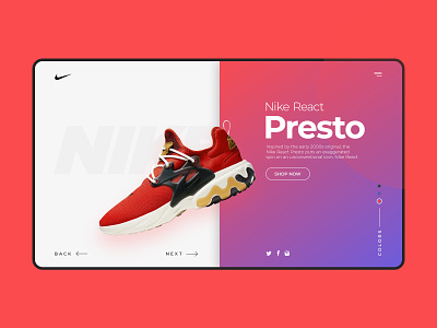Nike React Presto branding clean cleandesign creative design flat identity illustration minimal nike nikeshoe typography ui ux web website