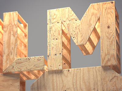 LM 3d letters maya vray wood