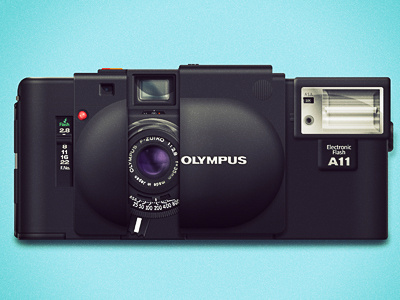 Olympus XA - 1 35mm camera film layer styles olympus photoshop psd rangefinder vector xa