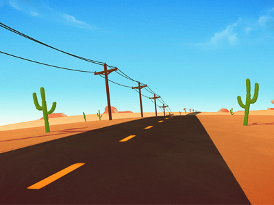 Desert Road 2 3d cactus composite desert maya road