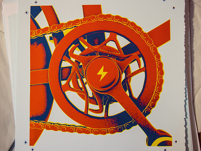 Lightning Larry Poster bicycle crank larry lightning screenprint thesis