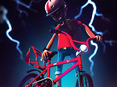 Lightning Larry! 3d bicycle bike character composite illustration larry lightning lightning larry poster thesis toon