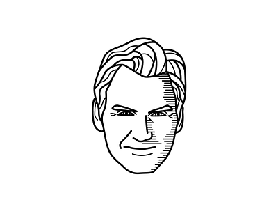 Roger Federer Illustration black and white illustration line line portrait roger federer simple sport tennis