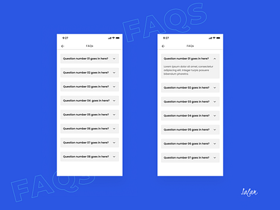 FAQs screen concept 1. design mobile app