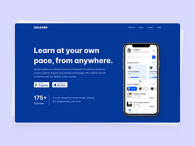 Hero section for GoLearn (Concept 3)