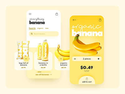 Everything Banana App Concept app design banana fruit ios app online store organic food typography ui ux