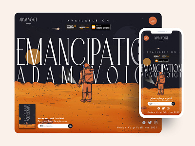 Book Landing Page app astronaut design download ebook store illustration landing page mars online store typography ui vector web design website
