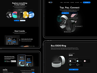 eSOS Ring Landing Page esos iot landing page nfc smart device smart ring ui wearables website