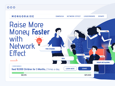 MongoRaise Fund Raising Platform design donation fund raising platform funding illustration landing page peer to peer ui ux website
