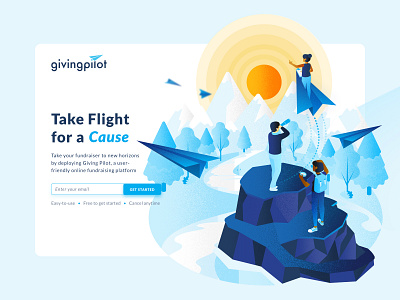 Giving Pilot Landing Page design donation fund raising fund raising platform landing page web design website