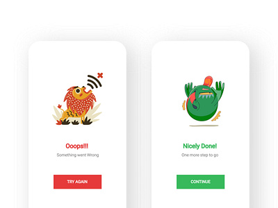 Page error and Page done app design ui ux